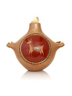 MICACEOUS POTTERY DEER CANTEEN BY RUSSELL SANCHEZ (SAN ILDEFONSO)
