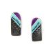 TURQUOISE & SUGELITE INLAY SILVER EARRINGS BY ABRAHAM BEGAY (NAVAJO)