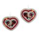 HEART SHAPED BEADED EARRINGS WITH HORSES  BY JANE ALEX (NAVAJO)