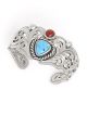 Turquoise and Coral Bracelet by Shane Hendren (Navajo)