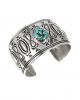 KINGMAN TURQUOISE STAMPED BRACELET BY FIDEL BAHE (NAVAJO)