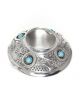 Miniature sterling silver jar with turquoise by Wesley Whitman (Navajo)