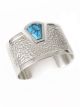 Sterling silver & Morenci turquoise bracelet by Carlton Jamon (Zuni)