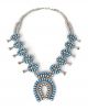 Turquoise & mother of pearl squash blossom necklace by Fannie Begay (Navajo)
