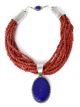 10-STRAND CORAL & LAPIS NECKLACE BY MARIE JACKSON (NAVAJO)
