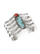 Turquoise & coral bracelet by Kee Yazzie (Navajo)