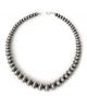Oxidized sterling silver beaded necklace by Al Joe (Navajo)