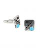 TURQUOISE & SILVER CUFFLINKS BY PETER NELSON (NAVAJO)