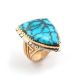 GOLD, SILVER & CANDELARIA TURQUOISE RING BY RIC CHARLIE (NAVAJO)