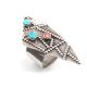 SILVER, TURQUOISE & CORAL RING BY DYLAN POBLANO (ZUNI)