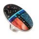 SILVER MULTI-STONE INLAY RING BY JIMMY HARRISON (NAVAJO)