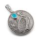 SILVER & TURQUOISE TURKEY PIN/PENDANT BY NOAH LOVATO (SANTO DOMINGO)