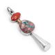 SILVER, CORAL & BISBEE TURQUOISE PENDANT BY JAMES FENDENHEIM (TOHONO O'ODHAM)