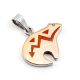SILVER & GOLD OVERLAY TURQUOISE & CORAL BEAR PENDANT BY ROBERT TAYLOR (NAVAJO)