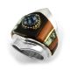 SILVER MULTI-STONE & GOLD ACCENT RING BY EDISON CUMMINGS (NAVAJO)