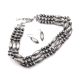 SILVER BEADED CHOKER AND EARRINGS SET BY VIRGINIA TSO (NAVAJO)
