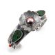SILVER, PEARL, CORAL & DRUZY CUFF BRACELET BY CREE LARANCE (HOPI)