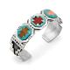 SILVER MULTI-STONE INLAY CUFF BRACELET BY ABRAHAM BEGAY (NAVAJO)