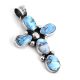 SILVER & COOLDEN HILL TURQUOISE CROSS PENDANT BY WILL DENETDALE (NAVAJO)