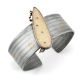 SILVER, GOLD & WALRUS IVORY CUFF BRACELET BY SHAWN BLUEJACKET (SHAWNEE)