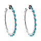 SILVER & TURQUOISE PETIT POINT HOOPS LARGE BY H. KALLESTEWA (ZUNI)