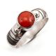 SILVER & CORAL RING BY JONATHAN MIKE (NAVAJO)