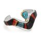 SILVER, GOLD ACCENT & MULTI-STONE CUFF BRACELET BY EDISON CUMMINGS (NAVAJO)
