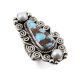 SILVER, PEARL & TURQUOISE RING BY ERICK BEGAY (NAVAJO)