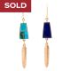 REVERSIBLE YELLOW GOLD MULTI-STONE EARRINGS BY BOYD TSOSIE (NAVAJO)