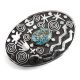 SILVER & TURQUOISE PETROGLYPH BELT BUCKLE BY ALEX SANCHEZ (NAVAJO/ZUNI)
