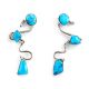 SILVER & KINGMAN TURQUOISE DROP EARRINGS BY VERONICA POBLANO (ZUNI)