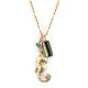 GOLD, PREIDOT & TOURMALINE SEAHORSE NECKLACE BY HEIDI BIGKNIFE (SHAWNEE)