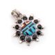 SILVER MULTI-STONE INLAY PENDANT BY A. DEWA (ZUNI)
