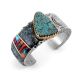 SILVER & GOLD ACCENT MULTI-STONE CUFF BRACELET BY ALVIN YELLOWHORSE (NAVAJO)