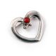 SILVER & CORAL HEART PIN BY MILDRED PARHURST (NAVAJO)