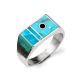 SILVER & TURQUOISE INLAY RING BY VERONICA BENALLY (NAVAJO)