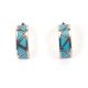 SILVER & TURQUOISE INLAY HALF HOOP EARRINGS BY AN ARTIST ONCE KNOWN (ZUNI)
