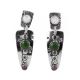 SILVER, MOTHER OF PEARL, JADE & RUBY EARRINGS BY VERNON BEGAYE (NAVAJO)