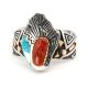 CORAL, TURQUOISE & SILVER CUFF BRACELET BY SAM GRAY (NAVAJO)