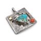 CORAL, TURQUOISE, YELLOW GOLD & SILVER PENDANT BY VERNON BEGAYE (NAVAJO)