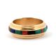 GOLD MULTI-STONE INLAY BAND RING BY CHARLES LOLOMA (HOPI)