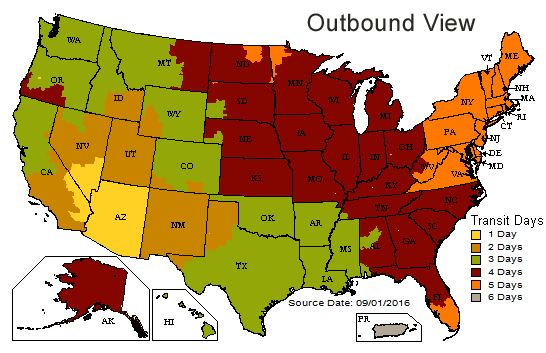 UPS Outbound map